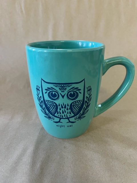 ReLEAF Mug by Tori. Night Owl in Aquamarine.
