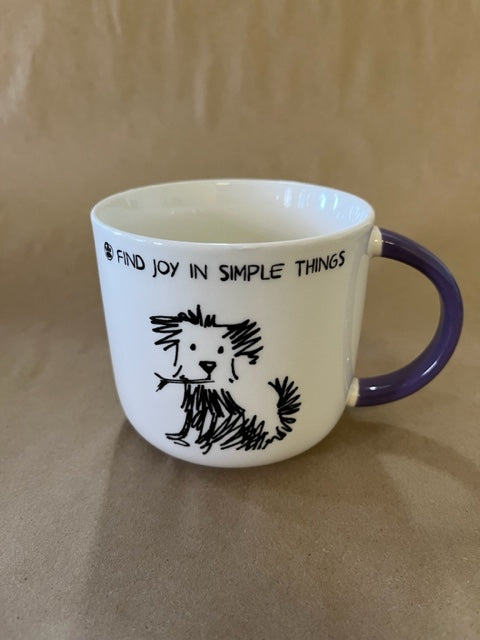 Stowe & So Dog Mugs - Find Joy in simple Things - Purple Handle.