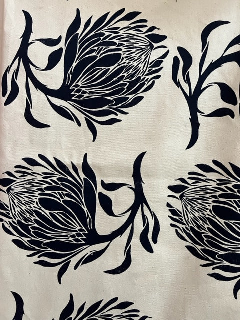 2m Stowe & So Table Cloth. Protea in Blue Black.