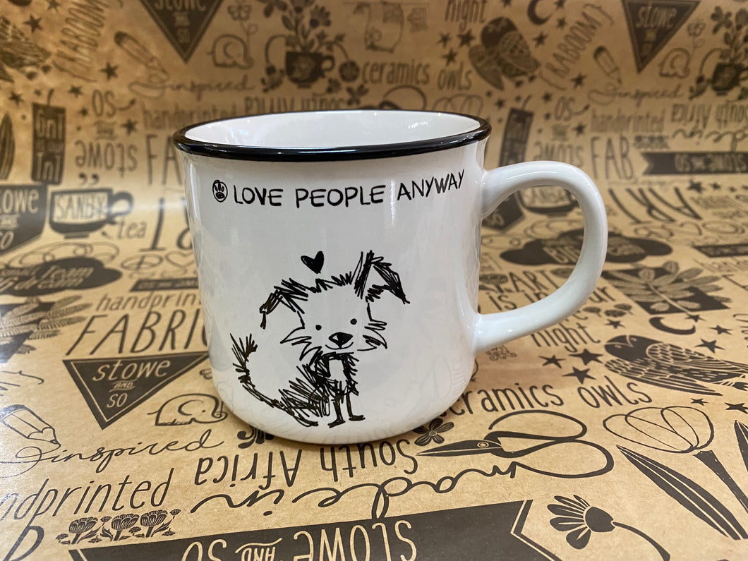 Stowe & So Dog Mugs - Black Rim - Love People Anyway