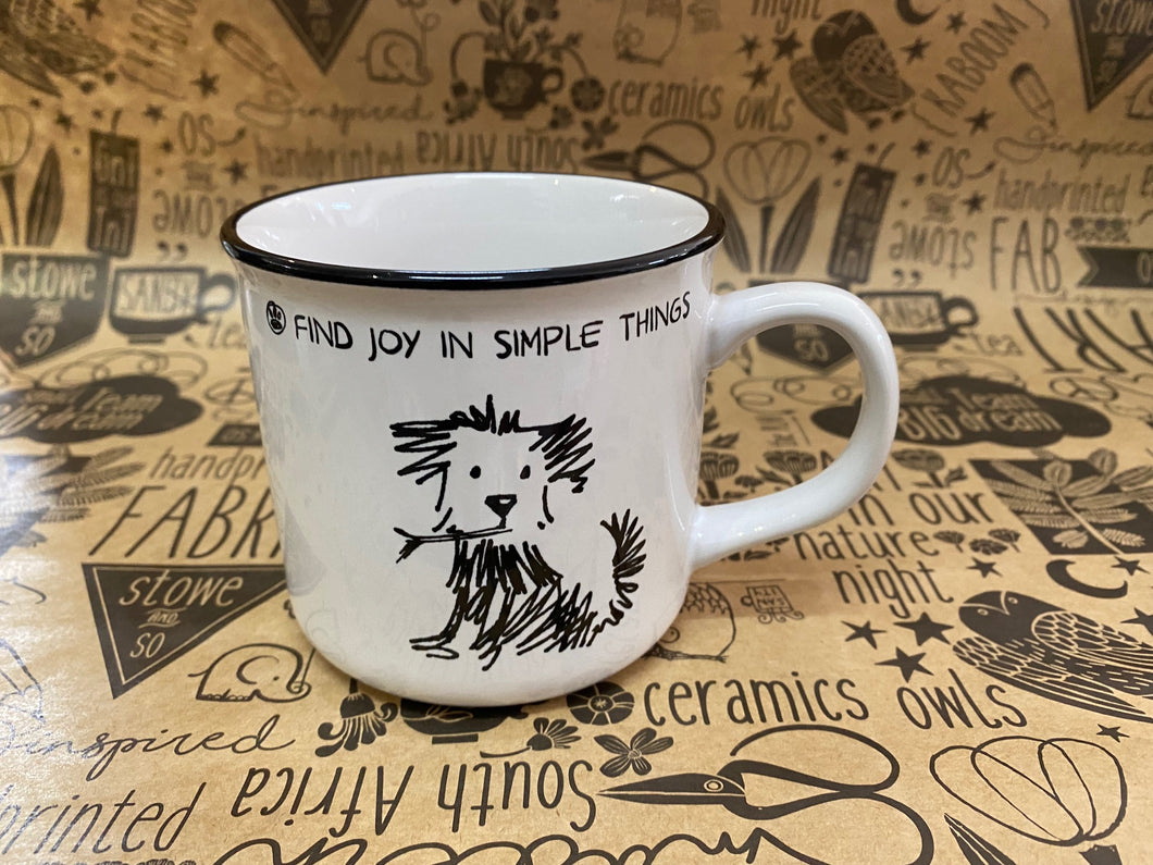 Stowe & So Dog Mugs - Black rim - Find Joy in Simple Things